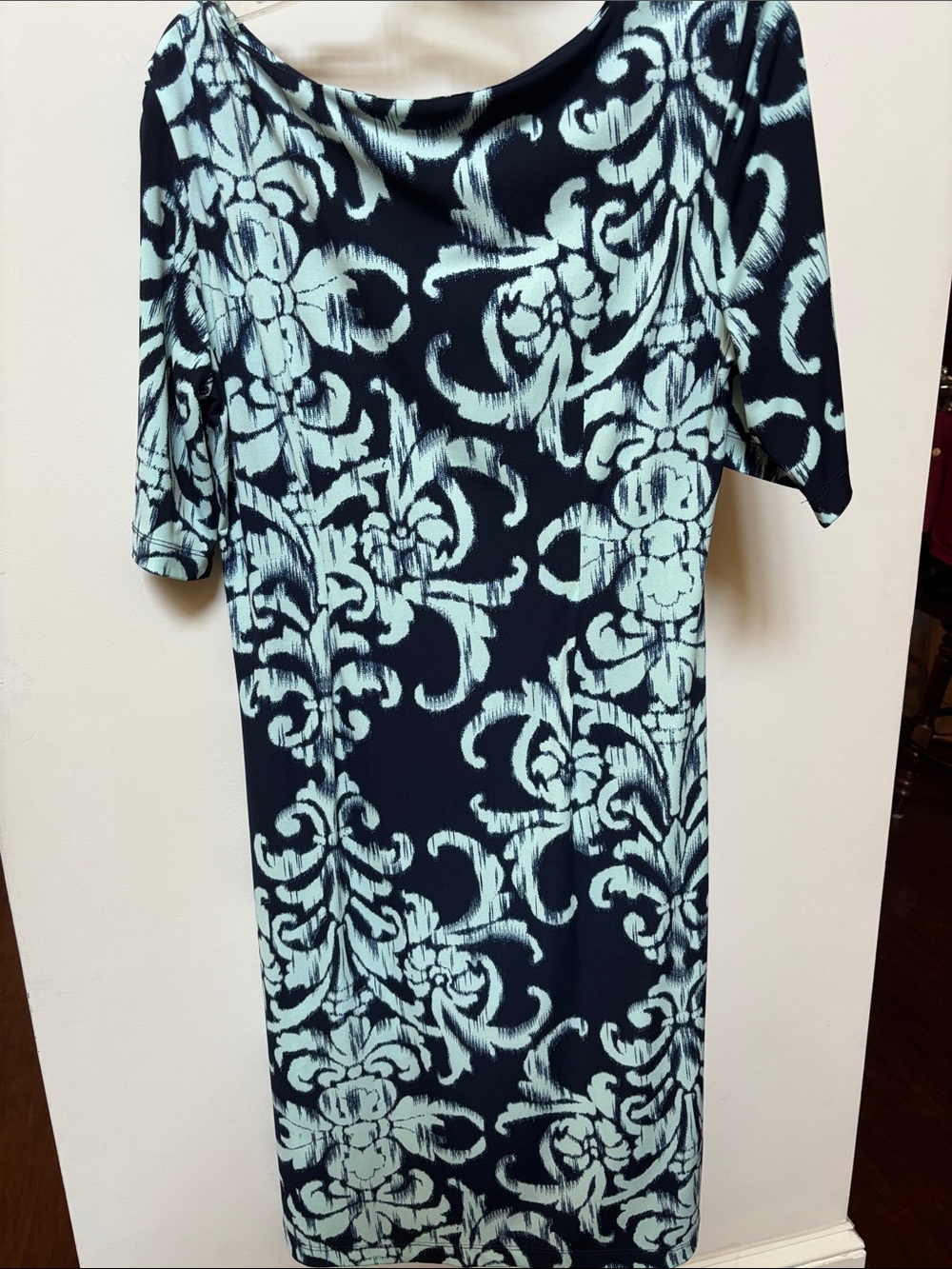 connected apparel Black and Mint Green Patterned Short Sleeve Dress